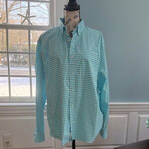 Vineyard Vines Aqua Gingham Button Down Shirt Sz L